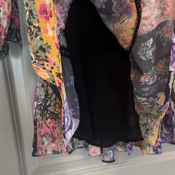 Zara Floral Belted Shirt Dress Long Sleeve Size M - Picture 4 of 6